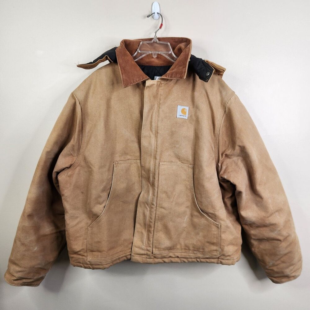 Carhartt Mens Quilted Lined Corduroy Collar Duck Detroit Full Zip Jacket 54 Reg